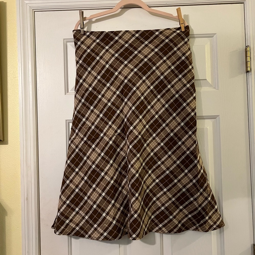 SHEIN Brown Checkered A-Line Skirt